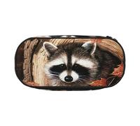 EdWal Estuche grande con estampado de mapache en el agujero del árbol de otoño de gran capacidad para lápices, papelería, oficina, universidad, escuela, Black, Talla única, Organizador de bolsas