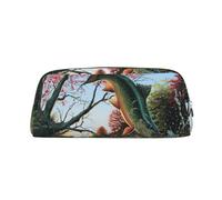 EdWal Estuche grande con estampado de pez volador de cártamo, bolsa grande para bolígrafos, oficina, universidad, escuela, bolsa de maquillaje, Silver, Talla única, Neceser