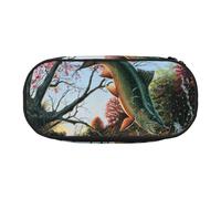 EdWal Estuche grande con estampado de pez volador de cártamo, estuche grande para lápices, papelería, oficina, universidad, escuela, Black, Talla única, Organizador de bolsas