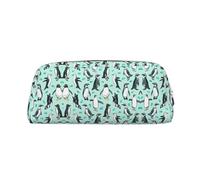 EdWal Estuche grande con estampado de pingüinos, bolsa grande para lápices, papelería, oficina, universidad, escuela, bolsa de maquillaje, plateado, One Size, Neceser