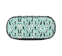 EdWal Estuche grande con estampado de pingüinos de gran capacidad para lápices, papelería, oficina, universidad, escuela, Black, Talla única, Organizador de bolsas