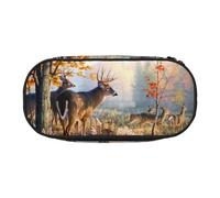 EdWal Estuche grande con impresión artística de ciervos y vida silvestre, estuche grande para lápices, papelería, oficina, universidad, escuela, Black, Talla única, Organizador de bolsas