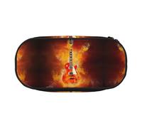 EdWal Estuche grande para lápices con diseño de guitarra de rock en llamas, bolsa grande para lápices, papelería, oficina, universidad, escuela, Black, Talla única, Organizador de bolsas