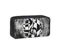 EdWal Estuche organizador de bolígrafos con diseño de clave musical de gran capacidad con cremallera, estuche duradero para artículos de papelería