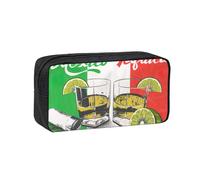 EdWal Estuche organizador de bolígrafos con estampado de bandera de México y tequila, gran capacidad, con cremallera, duradero, para artículos de papelería