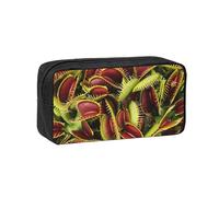 EdWal Estuche organizador de bolígrafos con estampado de plantas carnívoras de gran capacidad con cremallera, estuche duradero para artículos de papelería