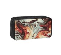 EdWal Estuche organizador de bolígrafos con estampado marrón mixto de mármol, estuche de gran capacidad con cremallera, duradero para artículos de papelería