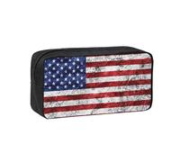 EdWal Estuche organizador de bolígrafos con impresión de la bandera estadounidense Independence del 4 de julio, estuche de gran capacidad con cremallera, estuche duradero para artículos de papelería