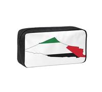 EdWal Estuche organizador para bolígrafos con diseño de mapa de la bandera de Palestina, gran capacidad, con cremallera, duradero, para artículos de papelería