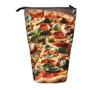 EdWal Estuche telescópico 3D con estampado de pizza y pepperoni, bonito estuche para lápices, papelería, bolsa de cosméticos, Black, Talla única, Organizador de bolsas