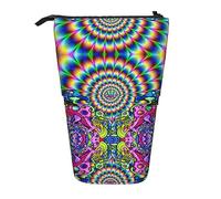 EdWal Estuche telescópico con estampado abstracto de hongos y mandalas, estuche para lápices, estuche de papelería y cosméticos, Black, Talla única, Organizador de bolsas