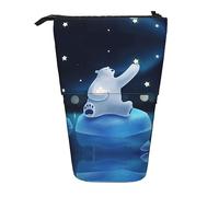 EdWal Estuche telescópico de pie con estampado de oso blanco para lápices, estuche de papelería y cosméticos, Black, Talla única, Organizador de bolsas