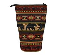 EdWal Estuche telescópico de pie con estampado de oso, bonito estuche para lápices, papelería, estuche para cosméticos, Black, Talla única, Organizador de bolsas