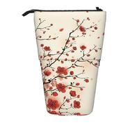 EdWal Estuche telescópico japonés con estampado floral de ciruela primaveral para lápices, estuche de papelería y cosméticos, Black, Talla única, Organizador de bolsas