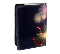 EdWal Explosion Fireworks - Funda para pasaporte con impresión 3D con tarjetero de crédito, funda de piel para pasaporte, para mujeres y hombres, identificación familiar, viajes, Black, Talla única