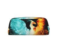 EdWal Fire and Water - Estuche grande con estampado de fénix para lápices, papelería, oficina, universidad, escuela, maquillaje, Silver, Talla única, Neceser