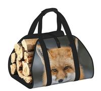 EdWal Fox Print - Bolsa de transporte para troncos con lados abiertos, soporte de madera para chimenea, accesorio para chimenea