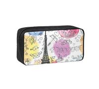 EdWal French Paris Tour - Estuche organizador de bolígrafos con impresión de la Torre Eiffel, estuche de gran capacidad con cremallera, duradero para artículos de papelería