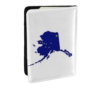 EdWal Funda de cuero para pasaporte con diseño de mapa de la bandera del estado de Alaska con tarjetero de crédito, para mujeres y hombres, identificación familiar, viajes, Black, Talla única