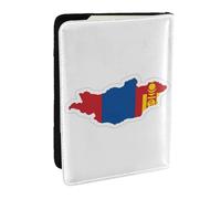 EdWal Funda para pasaporte con diseño de mapa de la bandera de Mongolia con tarjetero de crédito, funda de cuero para pasaporte, para mujeres y hombres, identificación familiar, viajes, Black, Talla