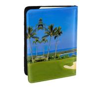 EdWal Funda para pasaporte con estampado de campo de golf con tarjetero de crédito, funda de cuero para pasaporte, para mujeres y hombres, identificación familiar, viajes, Black, Talla única