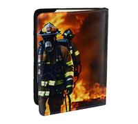 EdWal Funda para pasaporte con estampado de llamas de bombero con tarjetero de crédito, funda de cuero para pasaporte, para mujeres y hombres, identificación familiar, viajes, Black, Talla única