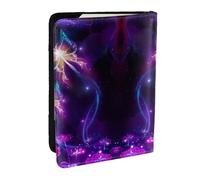 EdWal Funda para pasaporte con estampado de mariposa morada con tarjetero de crédito, funda de cuero para pasaporte, para mujeres y hombres, identificación familiar, viajes, Black, Talla única