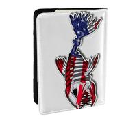 EdWal Funda para pasaporte con estampado de peces de hueso de Estados Unidos con tarjetero de crédito, funda de cuero para pasaporte, para mujeres y hombres, identificación familiar, viajes, Black