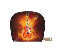 EdWal Funda para tarjetas de crédito unisex con diseño de guitarra de rock en llamas, para hombres y mujeres, tarjetero de piel, delgado, White, Talla única