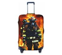 EdWal Funda protectora para maleta con estampado de llamas de bombero, funda de equipaje de viaje, lavable, antiarañazos, Black, XL