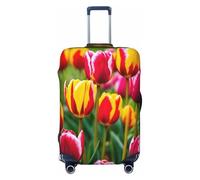 EdWal Funda protectora para maleta con estampado de tulipanes rosas, lavable, antiarañazos, Black, XL