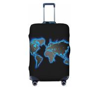 EdWal Funda protectora para maleta, diseño de mapa del mundo, lavable, antiarañazos, Black, XL