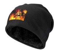 EdWal Gorra de reloj de forro polar con estampado de llamas de bombero, gorro táctico unisex para invierno cálido para exteriores, regalo para Navidad, Negro, Talla única