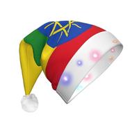 EdWal Gorro de Navidad con diseño de bandera de Etiopía, gorro de Navidad iluminado, sombreros de punto con luces LED, sombrero de Papá Noel unisex de invierno