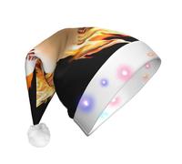 EdWal Gorro de Navidad con diseño de béisbol de fuego, gorro de Navidad iluminado, sombreros de punto con luces LED, sombrero unisex de Papá Noel de invierno
