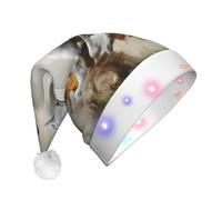 EdWal Gorro de Navidad con diseño de caballos de animales salvajes, gorro de Navidad iluminado, sombreros de punto con luces LED, sombrero de Papá Noel unisex de invierno