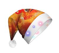 EdWal Gorro de Navidad con diseño de guitarra de rock en llamas, gorro de Navidad iluminado, sombreros de punto con luces LED, sombrero unisex de Papá Noel de invierno