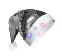 EdWal Gorro de Navidad con diseño de la Torre Eiffel, gorro de Navidad iluminado, sombreros de punto con luces LED, sombrero de Papá Noel unisex de invierno