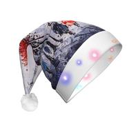 EdWal Gorro de Navidad con luces LED, diseño de árbol de la ciudad de París, gorro de Navidad con luces LED, gorro de Papá Noel unisex para invierno