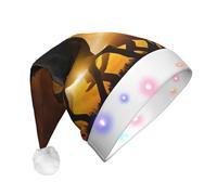 EdWal Gorro de Navidad con luces LED, diseño de caballos negros, nubes brillantes rojas, gorro de Navidad con luces LED, gorro de Papá Noel de invierno unisex