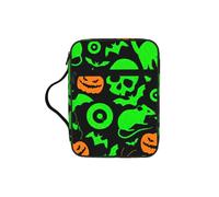 EdWal Green Ghost - Estuche para cosméticos con diseño de calabaza de Halloween con asa resistente, bolsa de lavado para tableta, pequeña bolsa de herramientas para libros