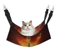EdWal Hamaca para dormir suave con diseño de guitarra de rock en llamas, hamaca para gatos para colgar en jaula, hamaca para mascotas, cama ajustable para animales pequeños