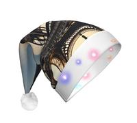 EdWal Hermoso gorro de Navidad con diseño de la Torre Eiffel de París, gorro de Navidad iluminado, sombreros de punto con luces LED, sombrero unisex de Papá Noel de invierno