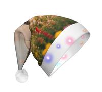 EdWal Hermoso gorro de Navidad con diseño de la Torre Eiffel de París, gorro de Navidad iluminado, sombreros de punto con luces LED, sombrero unisex de Papá Noel de invierno