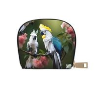 EdWal Hermoso tarjetero unisex con estampado de flor de cacatúa para hombres y mujeres, tarjetero de piel, delgado para tarjetas de visita, White, Talla única