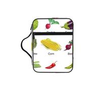 EdWal Introducción de varios vegetales con impresión de la Biblia, bolsa de cosméticos con asa resistente, bolsa de lavado para tableta, pequeña bolsa de herramientas para libros