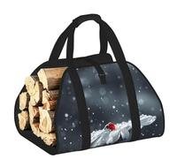 EdWal Ladybug On Daisy Flower Print Log Bag with Open Side Wood Log Holder for Fireplace Tote Bag Fireplace Accessory