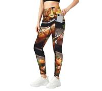 EdWal Leggings de cintura alta con estampado de comida rápida para mujer, pantalones de yoga elásticos transpirables para correr, Negro, XXL