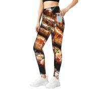 EdWal Leggings de cintura alta con estampado de comida rápida para mujer, pantalones de yoga elásticos transpirables para correr, Negro, L