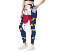 EdWal Leggings de cintura alta con estampado de la bandera del estado de Carolina del Norte con bolsillos para mujer, pantalones de yoga elásticos transpirables para correr, Negro, 4XL